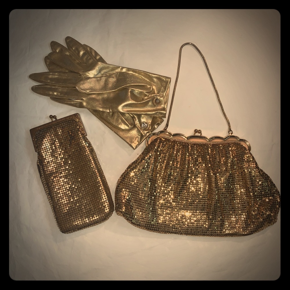 Vintage Mesh Whiting and Davis Co Gold Clutch